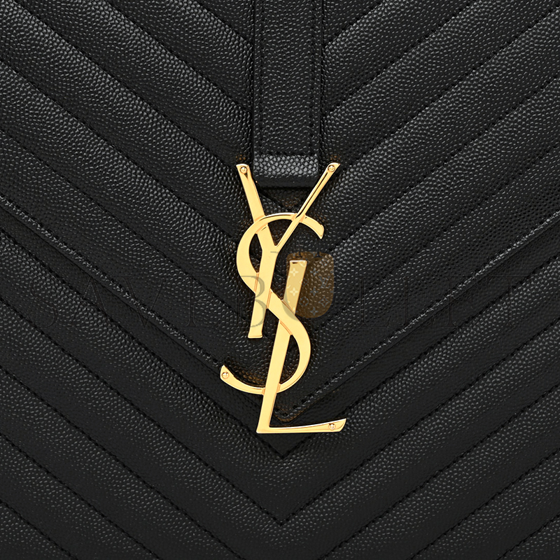 YSL ENVELOPE MATELASSE LARGE SHOULDER BAG IN BLACK 1543620 (31*22*7.5cm)